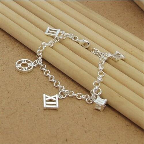 925 Sterling Silver Bracelet Roman Pendant Bracelet For Woman Charm Jewelry Gift