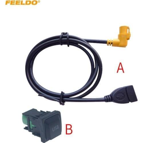 FEELDO Car Round 4Pin CD Changer USB Cable With Switch Adapter for Volkswagen POLO Skoda Touran Magotan RCD510 RCD310 RNS315