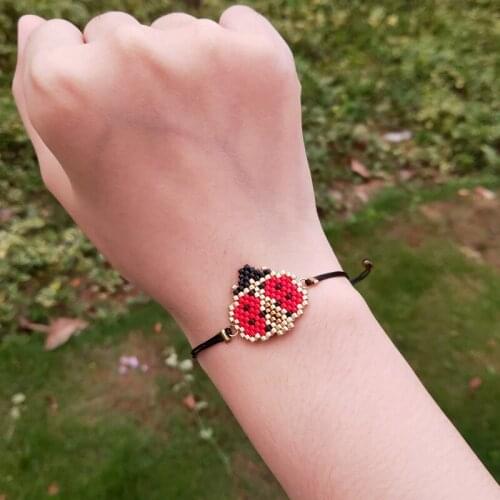 FAIRYWOO Cute Ladybird Bracelet Red Jewelry Luck Bracelets Women Cute Gifts Animals Jewelry Delica Friendship Bracelet Wholesale