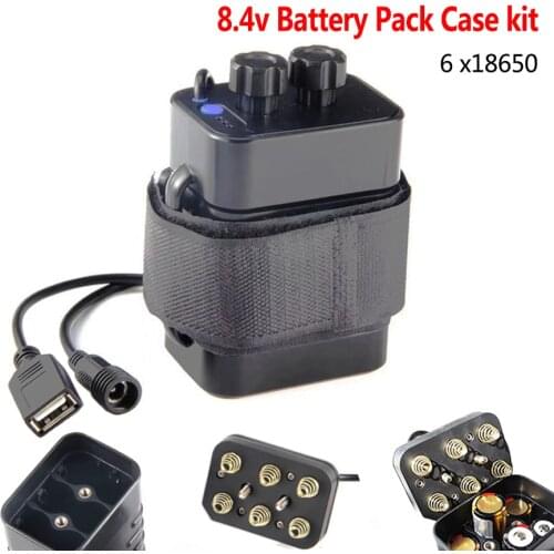 8.4V Battery Pack Case DC 8.4V 6x18650 Power Bank Case Box USB Charging Phone Battery Pack Cover Kit Holder For Led Bike Light