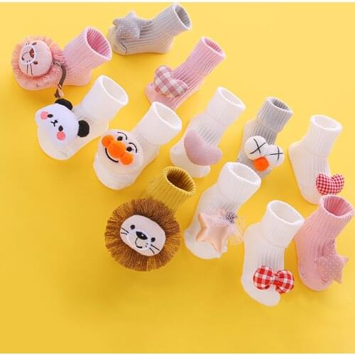 Muababy Winter Christmas Cartoon Socks Baby Anti Slip Thick Warm Lion New Years Shoes Newborn Xmas Mickey Socks