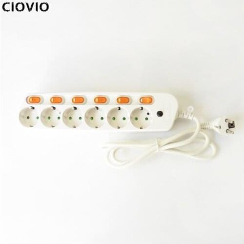 Electrical Power Strip 10/16A overload protection 1.5/2.5M EU plug Adapter Extension Desktop power socket 2/3/4/5/6 AC Output