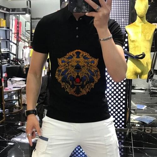 Original Men’s T-Shirt Popular Brand Hot Diamond Design Luxury Polo Sweatshirt Hip Hop Streetwear Pure Cotton