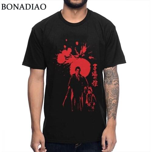 Lone Wolf And Cub T Shirt Mens Retro Japanese Manga Homme Tee Shirt Casual O-neck S-6XL Big Size Cotton Camiseta