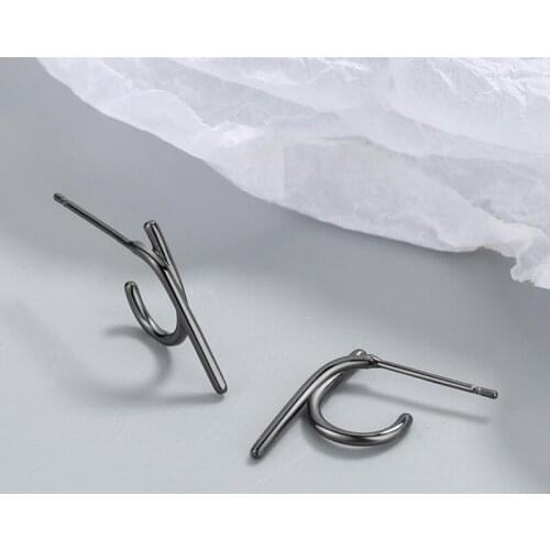 KOFSAC 925 Sterling Silver Stud Earrings For Women Geometric Trendy Jewelry Korean Simple Black Gold Earring Girl Gifts New