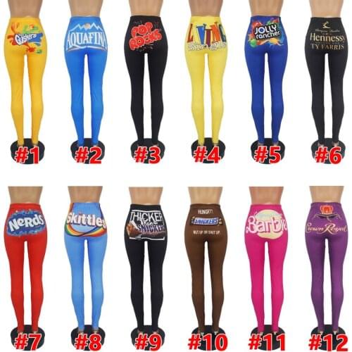 Spring hot sale 2020 women reduction of age casual movement style long pants elastic printed long Little feet pants