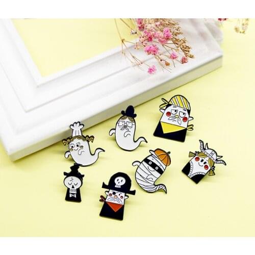 Monster devil Enamel Brooch Lovely ghost family Lapel Pin Wizard pirate mummy Skeleton gothic Bag jackets custom Badge