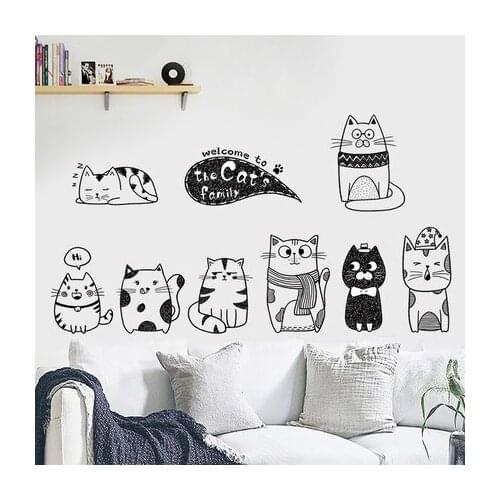 Cartoon Animal Cat Wall Sticker Living Room Sofa Background Wallpaper DIY Baby Room Wall Decoration Home Decor Prints Wall Art