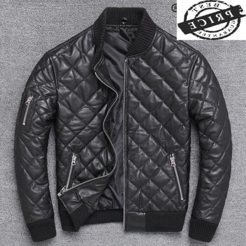 Streetwear Winter Autumn 100% Real Leather Jacket Men Moto Biker Natural Sheepskin Coat Mens Genuine Leather Jackets 12aa