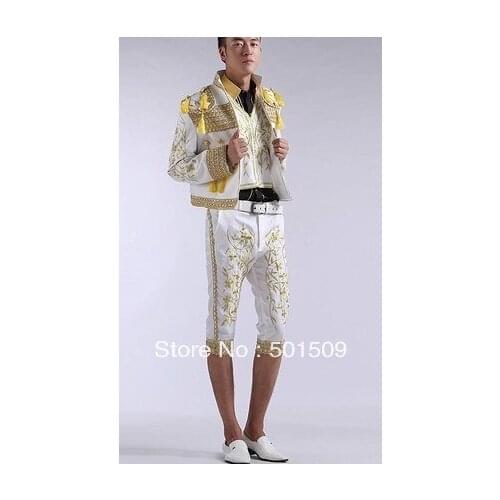 Mens period Horse riding suit embroidery suit Medieval Renaissance stage performance /Prince knight William