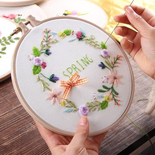 Flowers Patterns DIY Embroidery Kit Handmade Crafts Sewing Supplies 3D European Embroidery Materials Package Needlework Set
