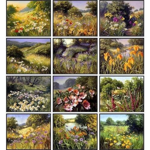 Summer Wildflowers - Counted Cross Stitch Kits - DIY Handmade Needlework for Embroidery 14 ct Cross Stitch Sets DMC Color