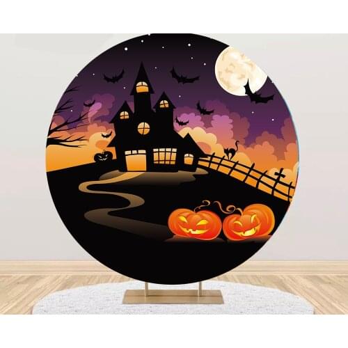 Halloween night backdrop Round circle background baby shower birthday wedding Party decor table Covers YY-587