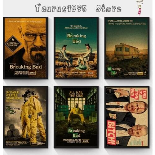 New Breaking Bad Movie Posters Vintage USA Movie posters Retro Kraft Paper Wall Sticker Bar Cafe Home Decor Gift