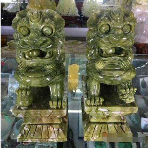 Authentic natural jade large lion ornaments lucky town house Feng Shui