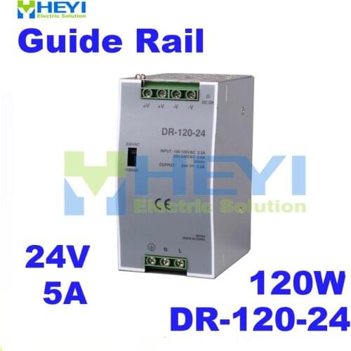AC to DC 120W Rail power supply DR-120-24 single output switching 24V 5A din rail power supply for industry