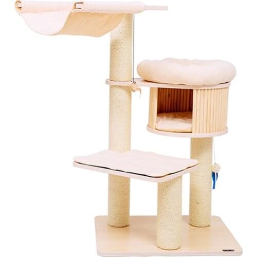 Solid Wood Sisal Cat Climbing Frame Cat Litter Cat Tree Cat Scratching Board Cat Scratching Post Sturdy Cat Jumping Platform