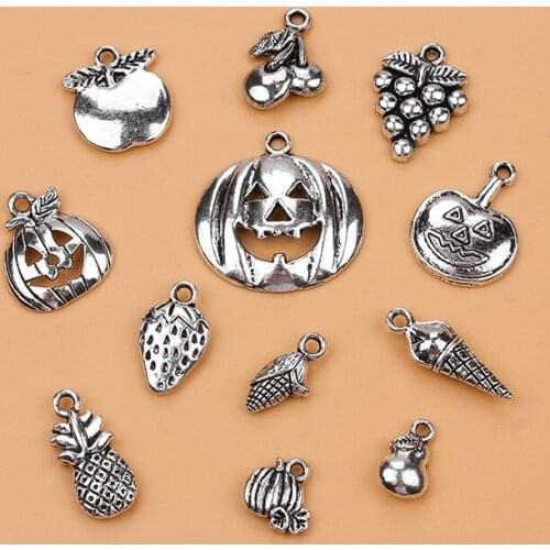 Halloween Charm Collection Antique Silver Color 12pc Charms for DIY jewelry handmade finding making