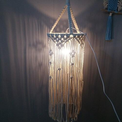 Handwoven Macrame Pendant Large Lampshade Boho Sphere Off-White Ivory Cotton Hand-knitted Lights Shades Frame Wedding Decoration