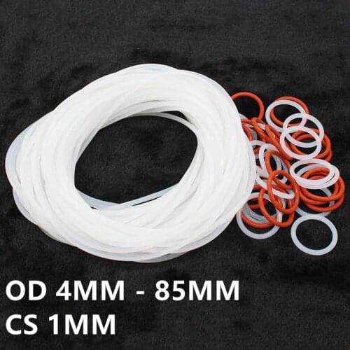 Custom CS 1mm VMQ O Rings 10x Silicon Rubber Washer Gasket OD 4mm - 85mm Heat Resist Translucent Red