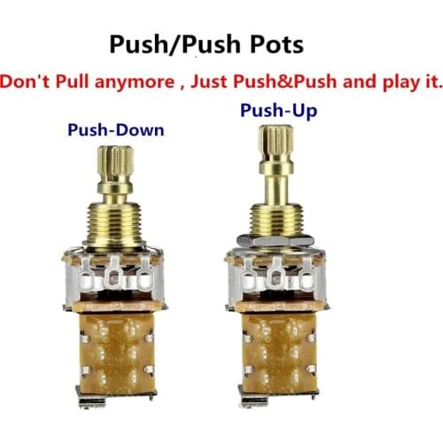 FLEOR 1PCS Guitar Potentiometer Push Push Potentiometer A250K / B250K /A500K/B500K Copper Short Split Shaft (Don't Pull Anymore)