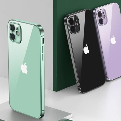 Notow Luxury Plating Square frame Case For iPhone 12 Pro Max Mini Case For iPhone 11 Pro Max Xs XR X 8 7 Plus 6 6S Plus Cover