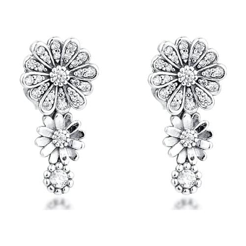 Authentic 925 Sterling Silver Sparkling Flower Trio Stud Earrings for Women Clear CZ Ear Fashion Fine Jewelry Brincos Wholesale