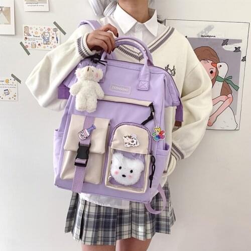 Preppy Styel Backpacks Female Nylon School Bags For Girls Candy Anime Teenager Ruchsack Bolsas Femininas Baratas Backpack Purse