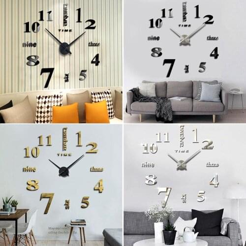 Modern Numbers Letters 3D Wall Clock Sticker DIY Living Room Art Hanging Decor Quartz Needle
