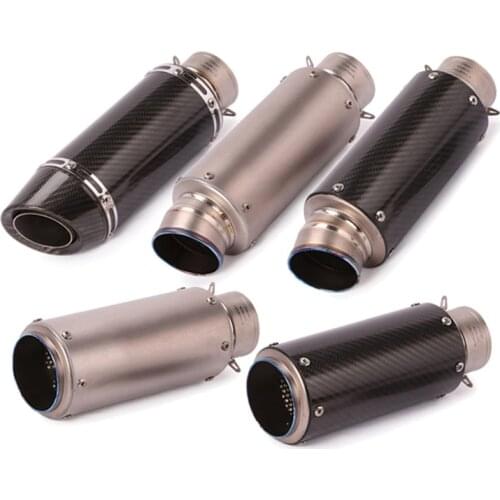 Universal 51mm 60.5mm Motorcycle Exhaust Pipe Titanium Alloy Carbon Fiber Tail Escape No DB Killer for Dirt Bike Street Bike ATV