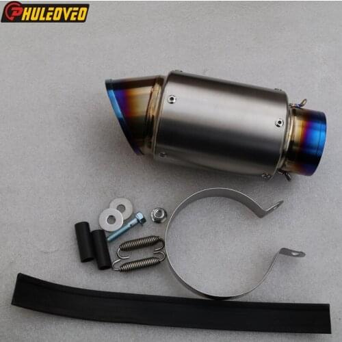 Large Displacement Motorcycle GP Exhaust Pipe Muffler Escape ID:51mm/54mm/61mm/63mm/65mm Titanium Alloy Muffler with Spare Parts