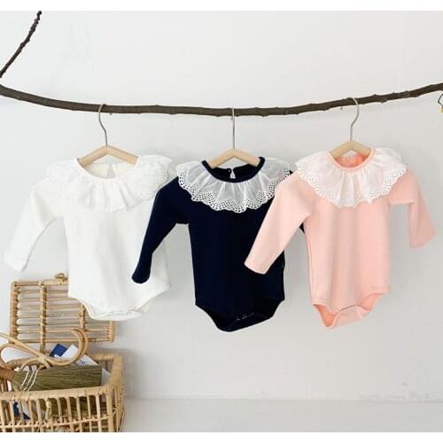 Baby Spring Autumn Clothing Newborn Toddler Baby Girl Clothes Lace collar Long Sleeve Bodysuit Jumpsuit Infant One-piece Outfit