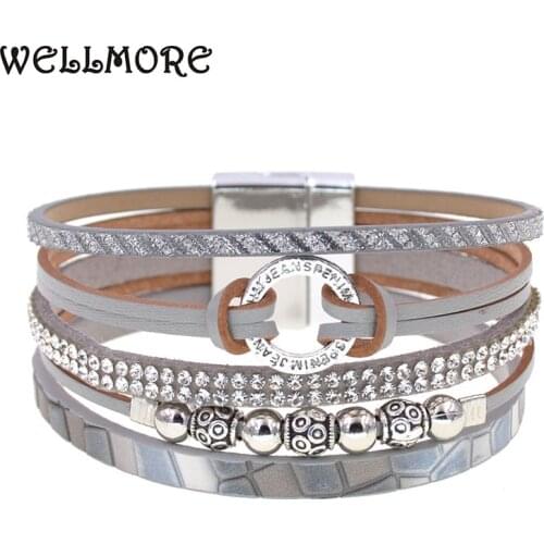 WELLMORE new women bracelets trendy leather bracelets for women fashion jewelry magnet bracelets women gifts