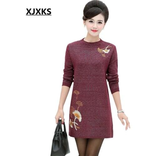 XJXKS Women Sweater Fall 2019 Long Sweater Women Pullover Plus Size Sweater Long Sleeve Autumn And Winter Pullover Wool Pullover