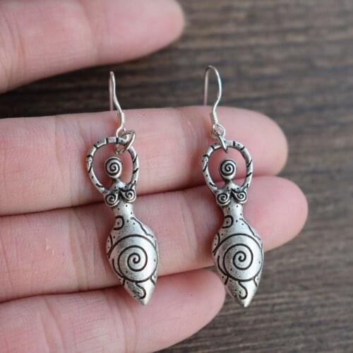 1pair wiccan pagan Spiral Goddess Earth Mother Earrings Gift for Witch