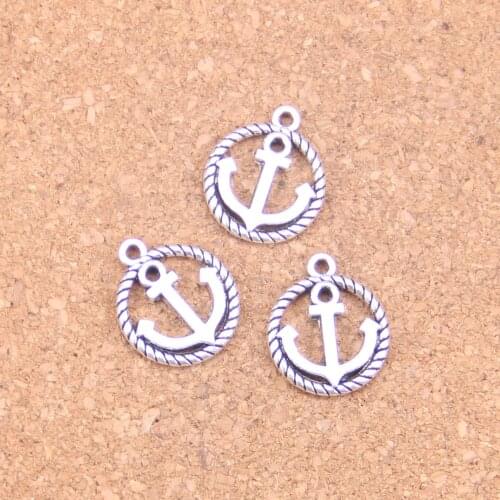 106pcs Charms circle anchor 15mm Antique Pendants,Vintage Tibetan Silver Jewelry,DIY for bracelet necklace