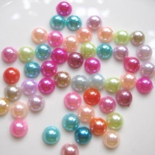 3mm~10mm mixed colors 1000pcs AB color Simulated Pearl Cabochon Flat Back Semicircle ABS Beads