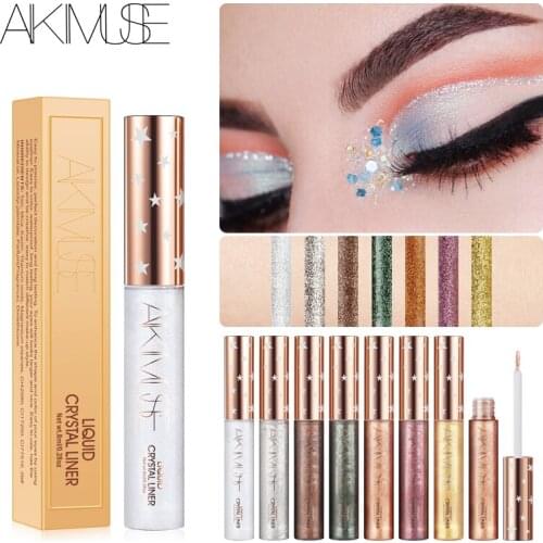 7 Colors Professional Shiny Eye Liners Cosmetics for Women Pigment Silver Rose Gold Color Liquid Glitter Eyeliner Makeup Beauty