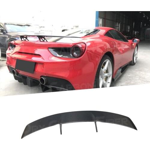 Dry Carbon Fiber Car Rear Trunk Spoiler Rear Bumper Wing Boot Lip for Ferrari 488 GTB 2015 - 2018 FRP
