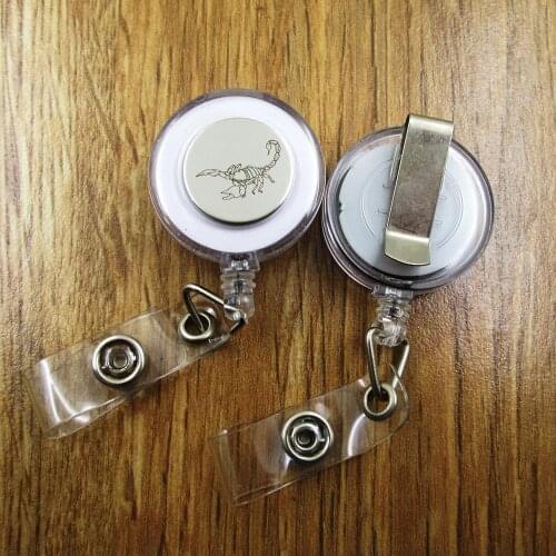 Scorpion ID Badge Reel gift for him/her friend family retractable recoil id badge holder work fun