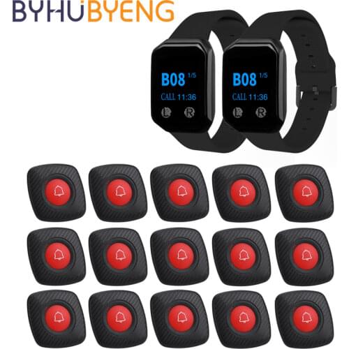 BYHUBYENG Restaurant Waiter wireless Calling Pager System Wrist Watch Hospital Equipment Cafe Relogio Digital Panic Button Call