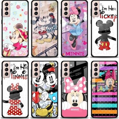 Cute Minnie Mouse Girls Tempered Glass Cover For Samsung Galaxy S21 Plus Ultra M21 M31 M51 A52 A72 Phone Case Coque