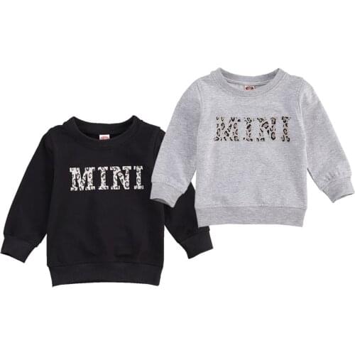 Citgeett Spring 0-3Y Autumn Infant Baby Girls Boys Sweatshirt Tops Letter Leopard Print Long Sleeve Pullover Tops