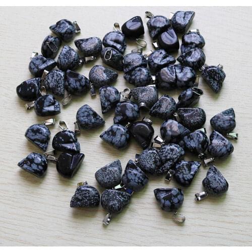 Fubaoying Wholesale 12pcs Fashion Natural Block Snowflake Stone Engraving Skull Skeleton Pendant For DIY Jewelry Make