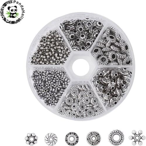 Pandahall 1 Box Tibetan Style Alloy Bead Spacers for Jewelry Findings Making DIY Bracelet Charms Mixed Shape 12.5x10.5x1.8cm