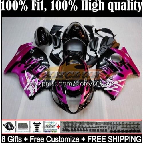 Injection For SUZUKI Hayabusa GSXR1300 96 97 98 99 00 01 20CL.30 GSXR 1300 CC 2002 2003 2004 2005 2006 2007 Fairing Pink flames