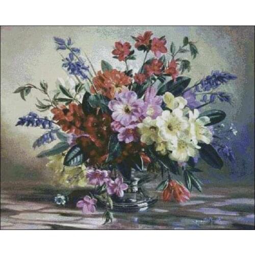Oil painting flowers. vase Sewing kit Top Quality Embroidery Needlework 14CT Unprinted Art Cross Stitch Kits DIY Handmade Decor