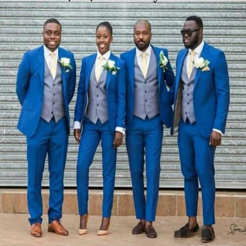 Classic Designe Royal Blue Groom Tuxedos Men Wedding Tuxedos Excellent Men Business Dinner Prom Blazer 3 Piece Jacket+Pant+Vest