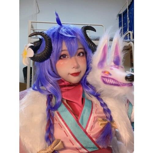 Anime LOL Kindred Cosplay Eternal Hunters Lamb Wolf Head Cosplay Prop Halloween Cosplay