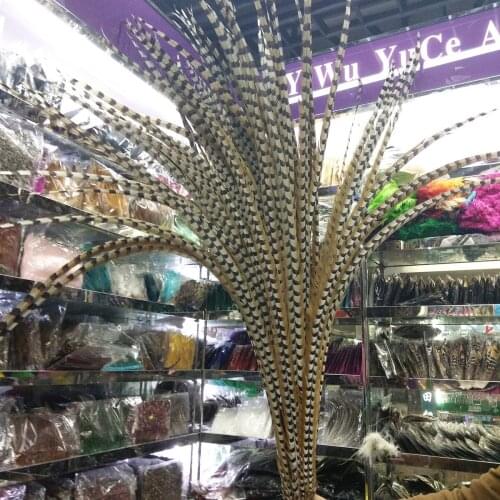 Hot 100pcs High Quality 52-56inch/130-140cm Natural Copper Tail Chicken Feathers Stage Performances Craft Making Decoration